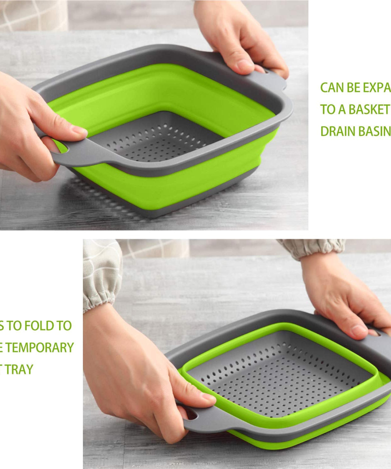 Collapsible dish rack on countertop.