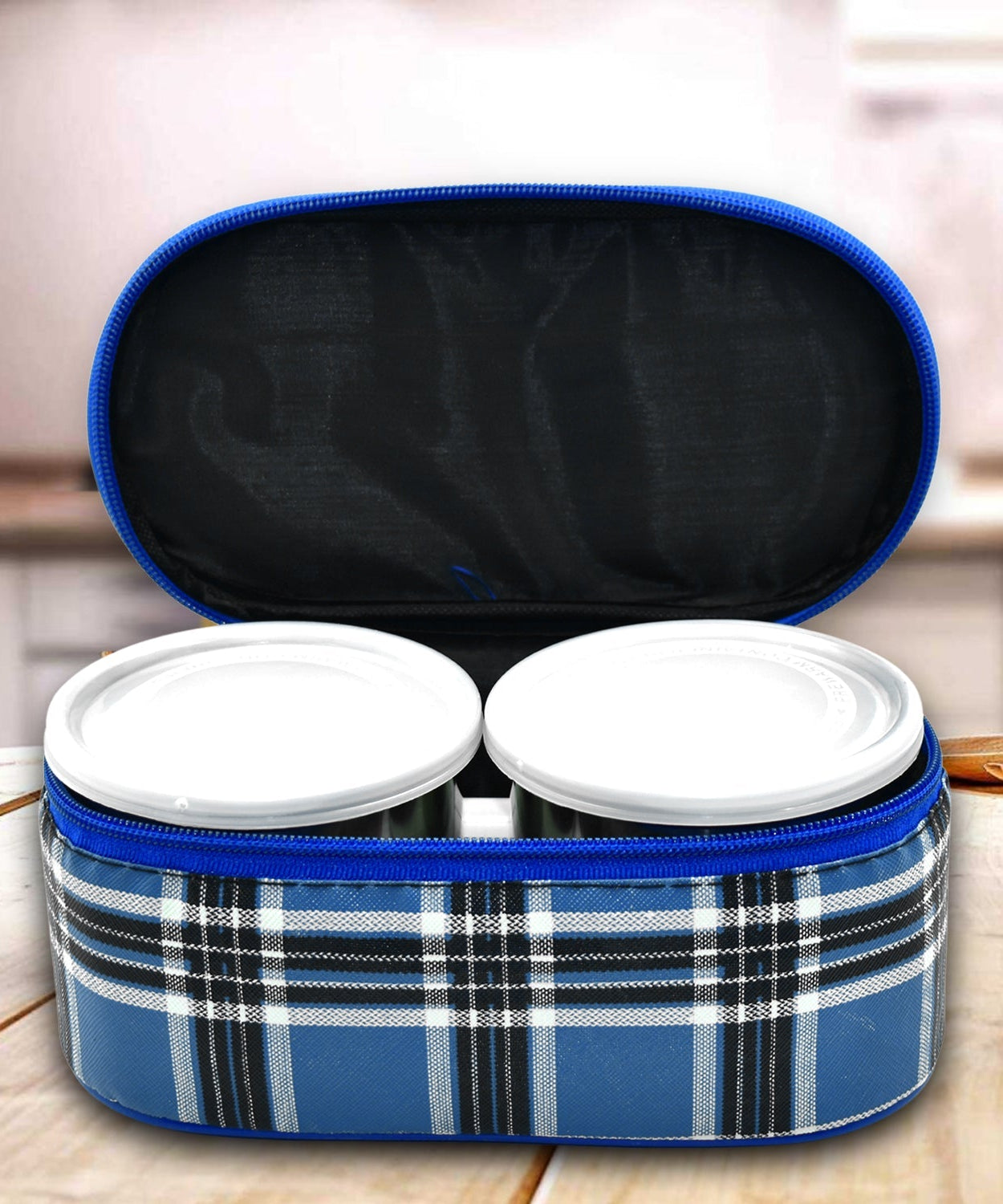 Set of three stainless steel lunch containers