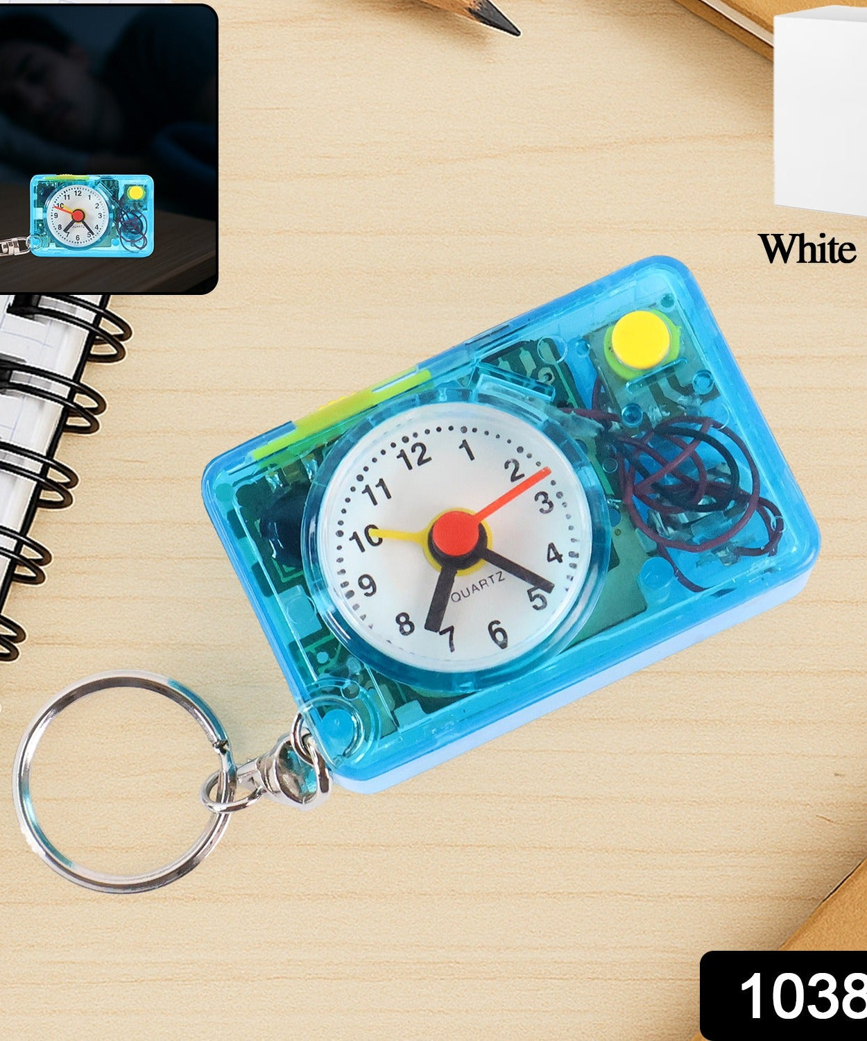 Mini Alarm Clock Keychain – 1PC Portable Quartz Analog Clock Key Ring