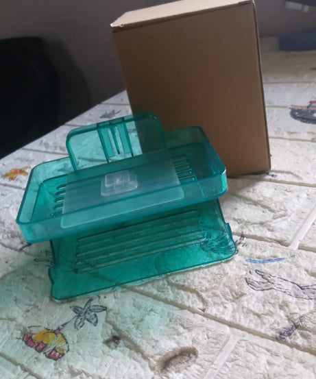 Wall-mounted soap dish with hook, double-layer design