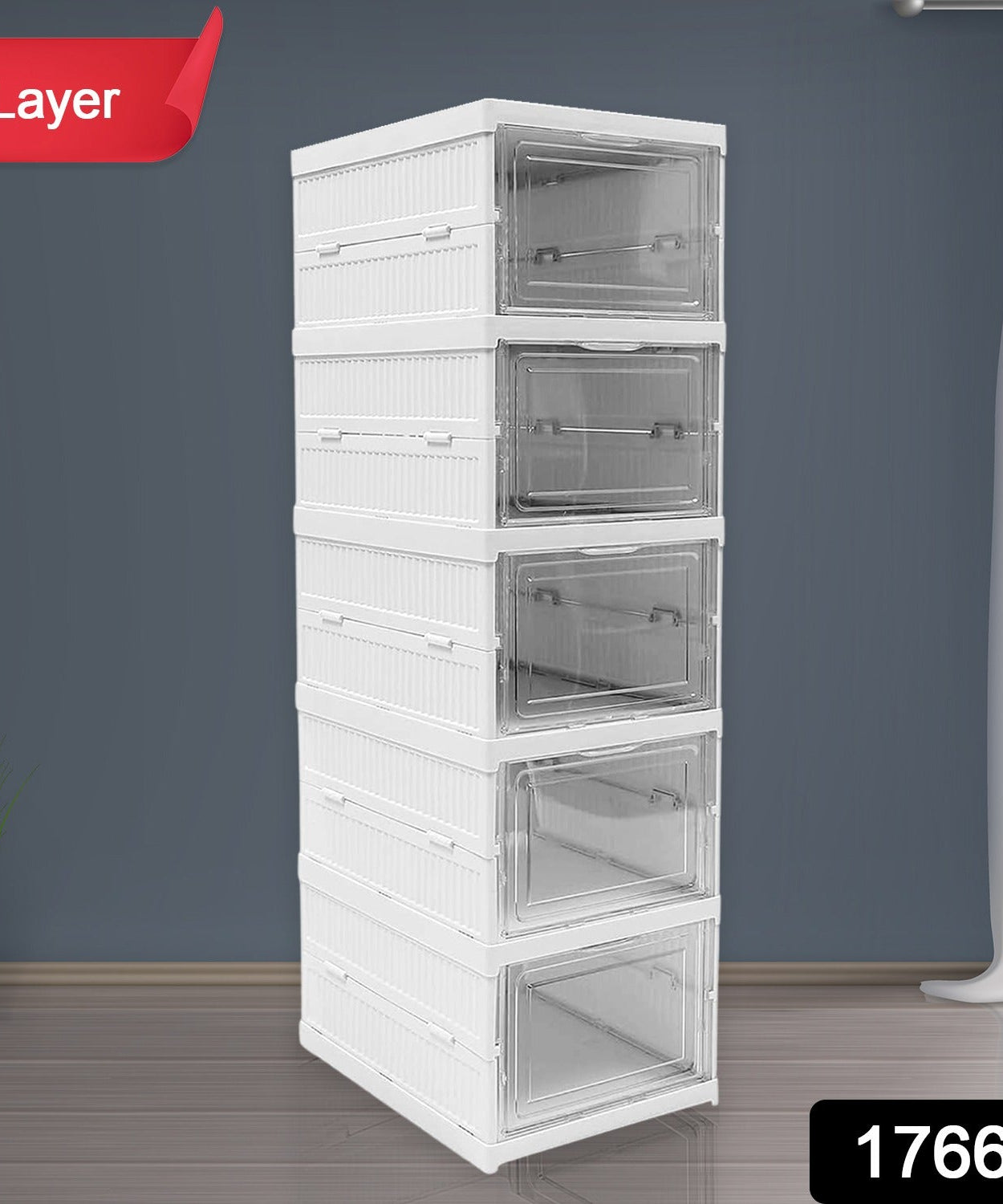 5-Layer Stackable Utility Cart – Foldable Storage Organizer for Clothes & Home (1 Pc)