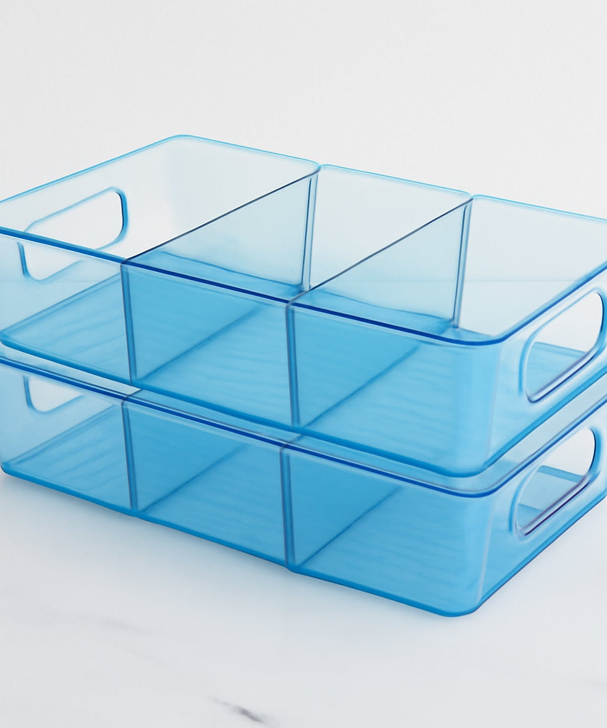 Plastic Refrigerator Organizer Bins, Set Of 2 Stackable Fridge Organizers with Handle, Clear Organizing Food Fruit Vegetables Pantry Storage Bins for Freezer kitchen Cabinet Organization and Storage (2 Pcs Set Mix Color)