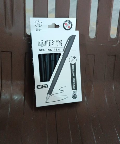 Writing Black Gel Pen for School Stationery Gift for Kids (8 Pcs set)