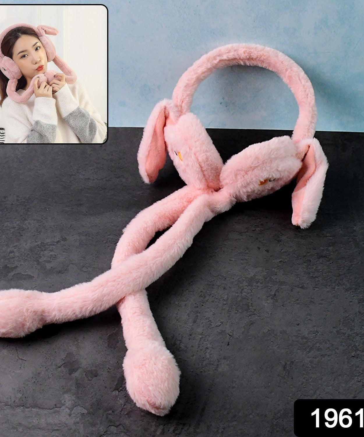 Plush Rabbit Ear Moving Earmuffs for Winter
