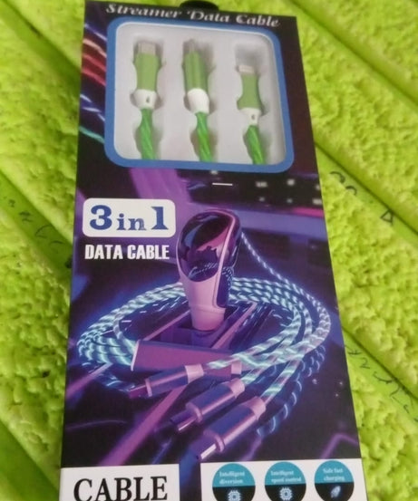3 in 1 Charging Cable Light Up Fast Charger Multi Charging Cable (1 Pc)