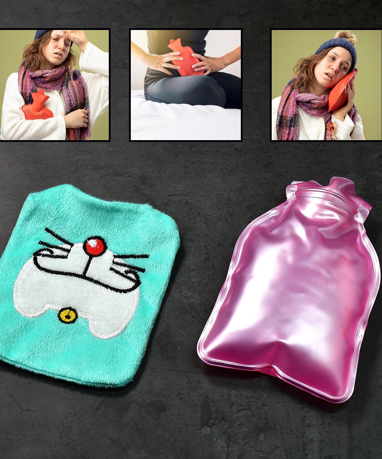 Doremon Cartoon Small Hot Water Bag with Cover for Pain Relief