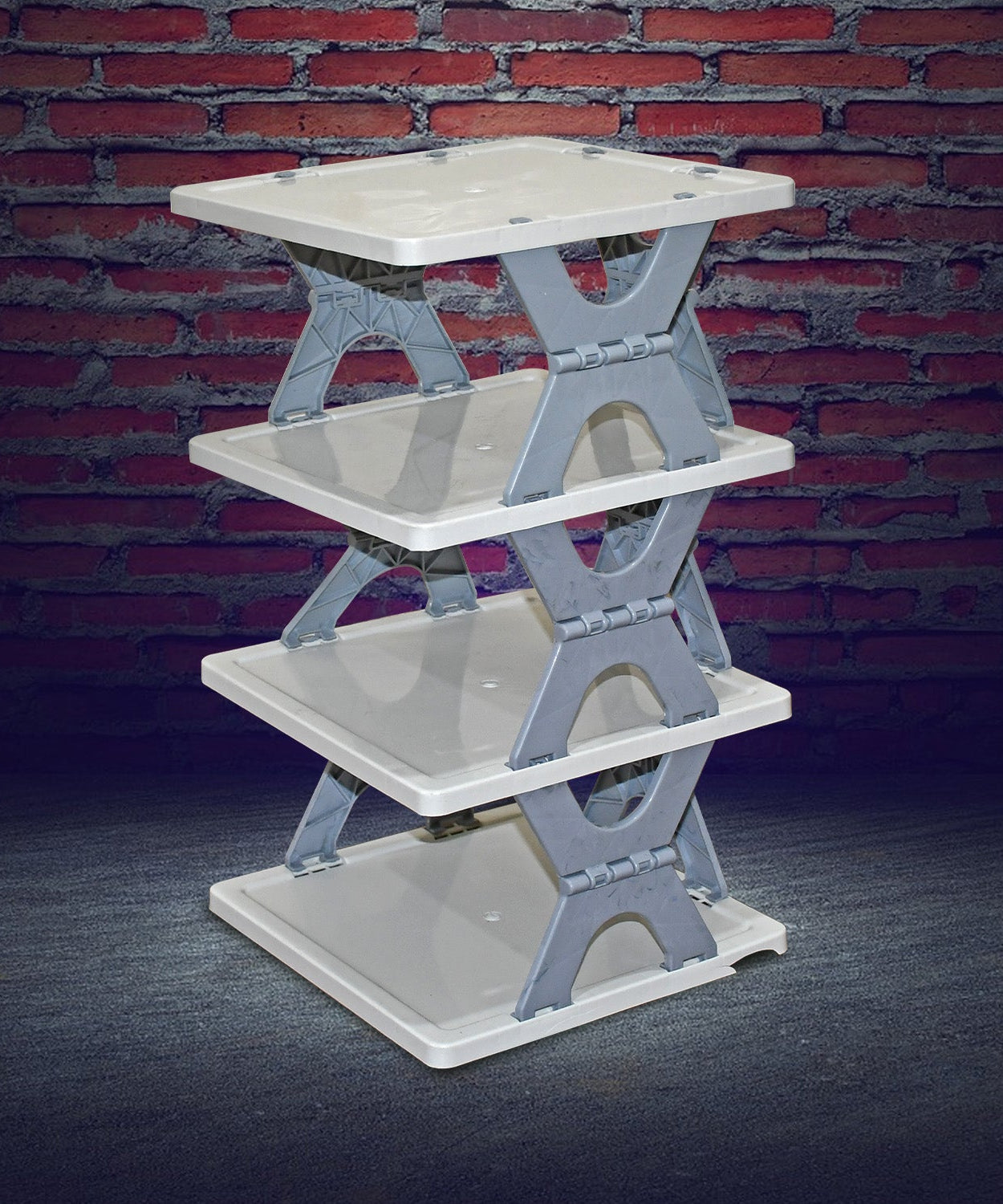 Foldable Shoe Rack (1 Pc, 4 Layers): Space-Saving, Entryway Storage