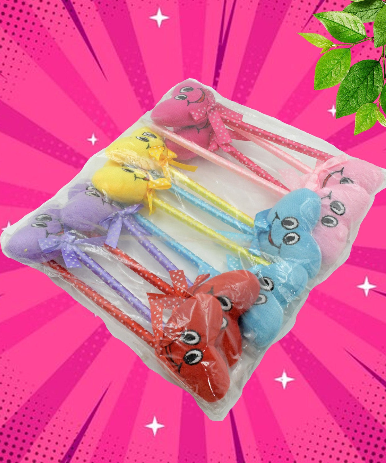 Cute Cartoon Shape & Heart Design Facy Writting Pen Attached Rattle | Ball Pen Smooth Writing For Wedding , Events & Multiuse Pen  Best Pen l Use for Kids (12 Pcs Set Mix Design & Color)