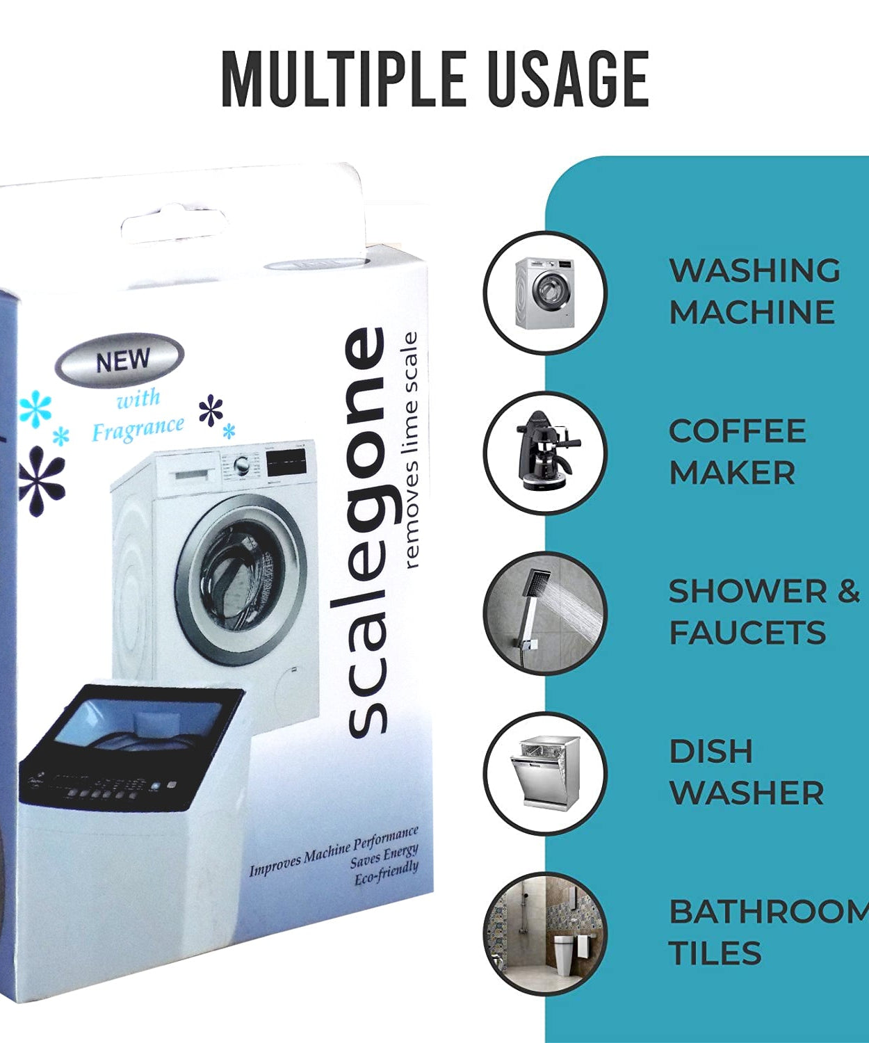 Tub cleaner powder, 100 gm, specifically for washing machines.