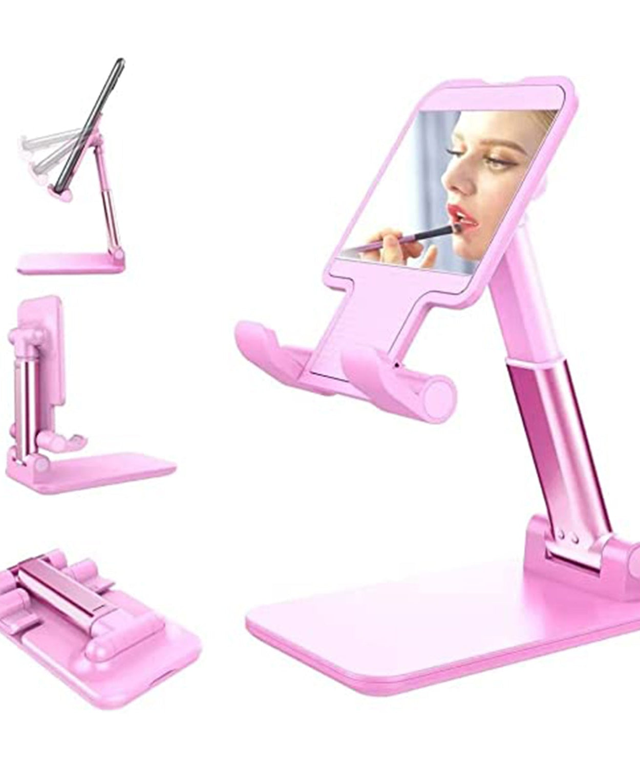 Mirror phone stand with adjustable height