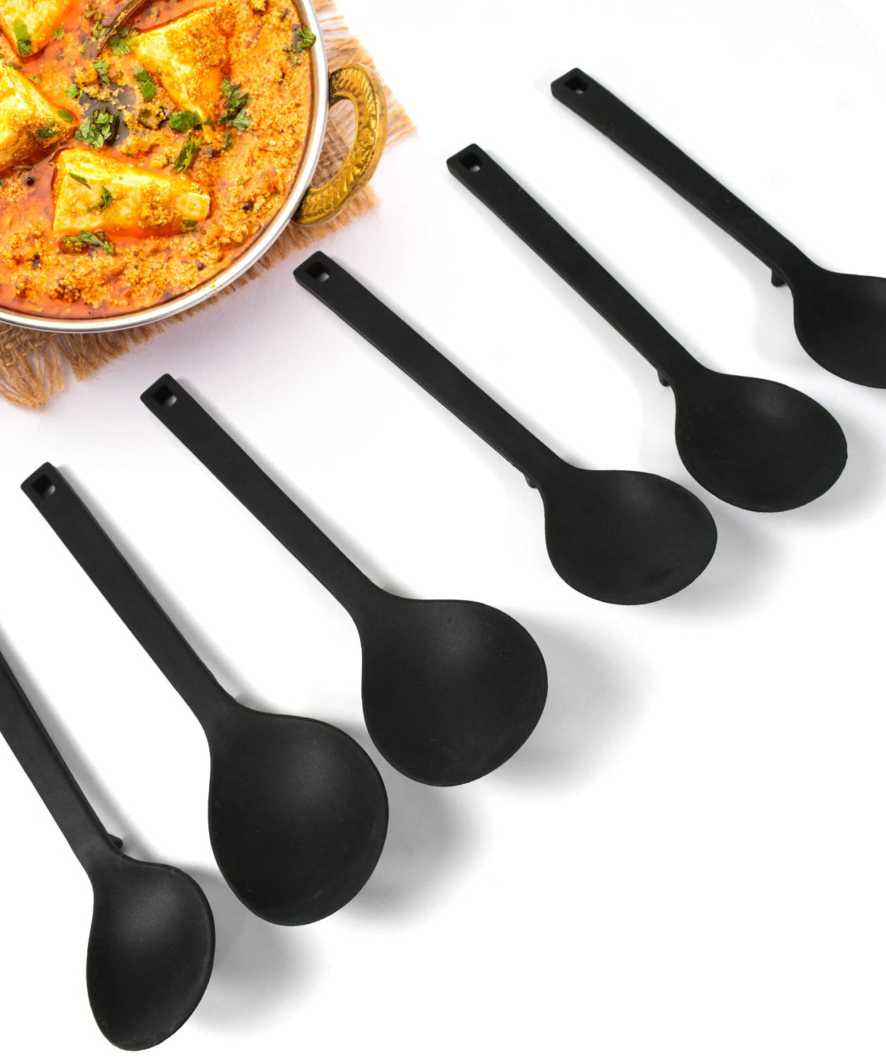 Multipurpose Silicone Spoon, Silicone Basting Spoon Non-Stick Kitchen Utensils Household Gadgets Heat-Resistant Non Stick Spoons Kitchen Cookware Items For Cooking and Baking (6 Pcs Set)