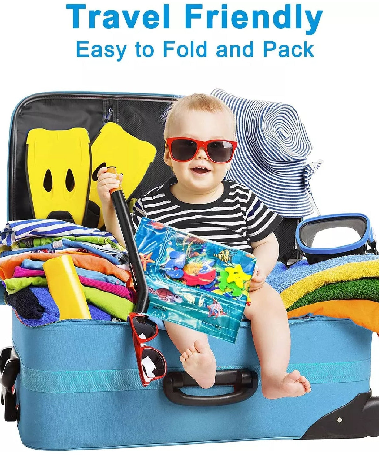 Inflatable baby play mat with water