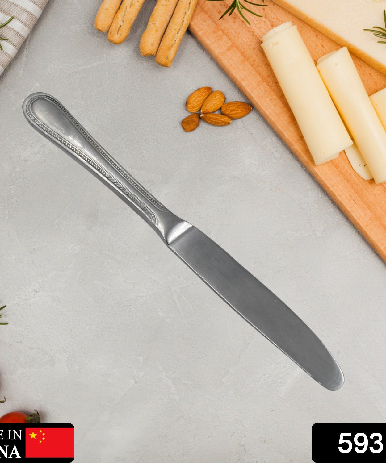 High-quality kitchen knife with a stainless steel blade and steel handle.