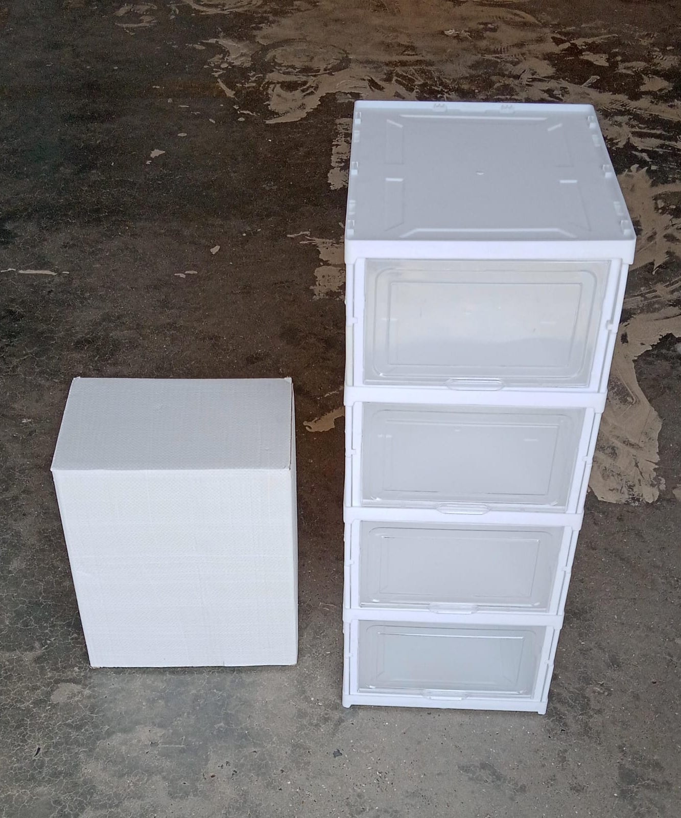 Stackable Multifunctional Storage, for Clothes Foldable Drawer Shelf Basket Utility Cart Rack Storage Organizer Cart for Kitchen, Pantry Closet, Bedroom, Bathroom, Laundry (4 Layer /  1 Pc)