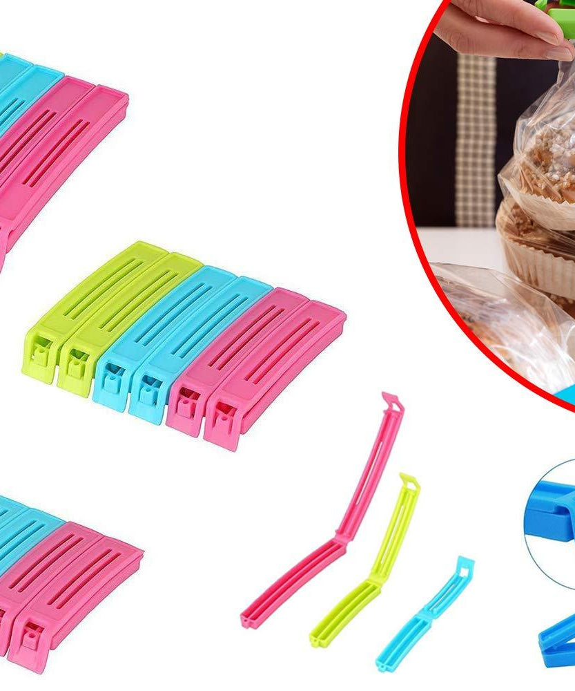 Multicolor plastic snack bag clips, 18 pieces for airtight sealing