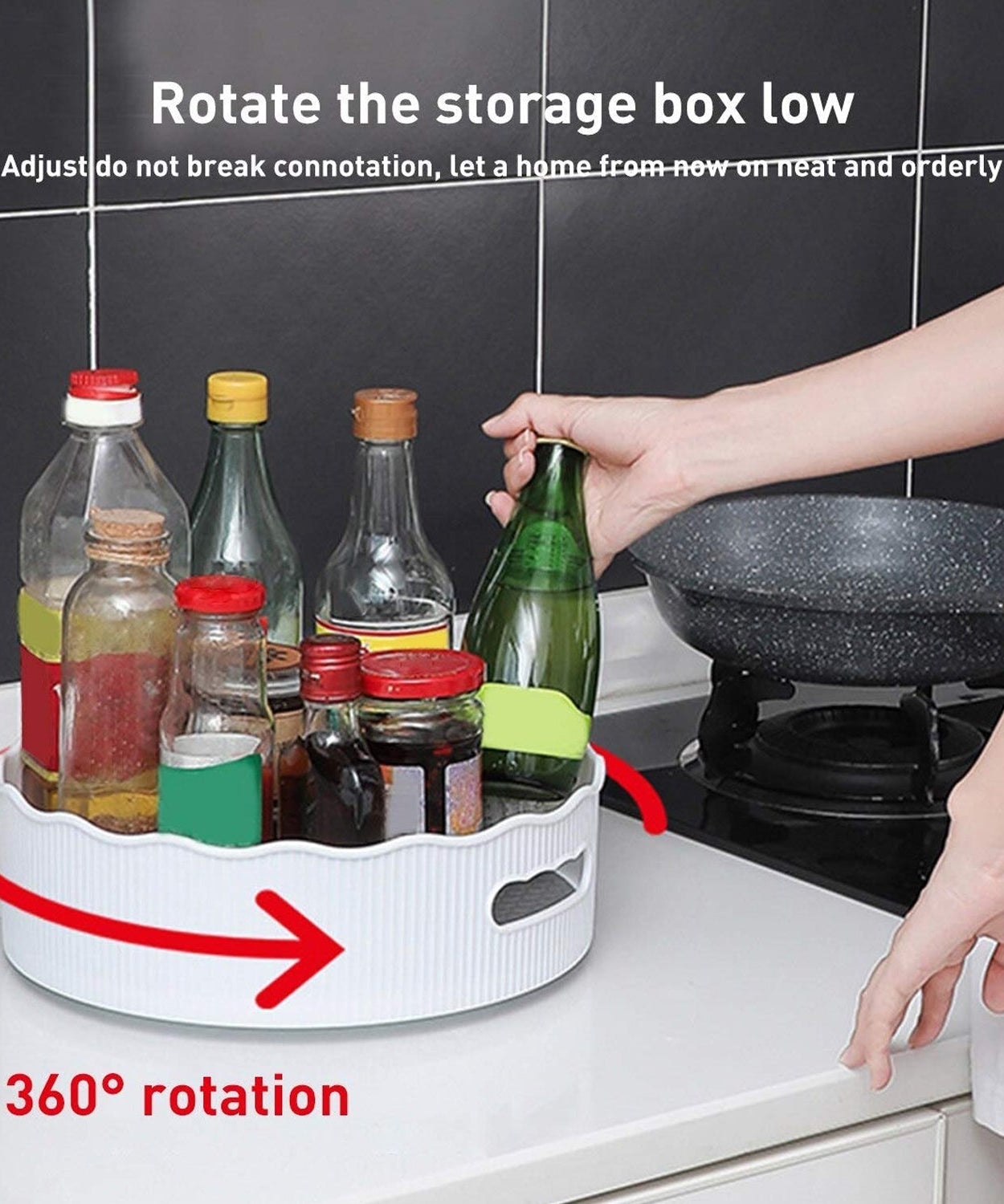 Kitchen organizer with revolving tray