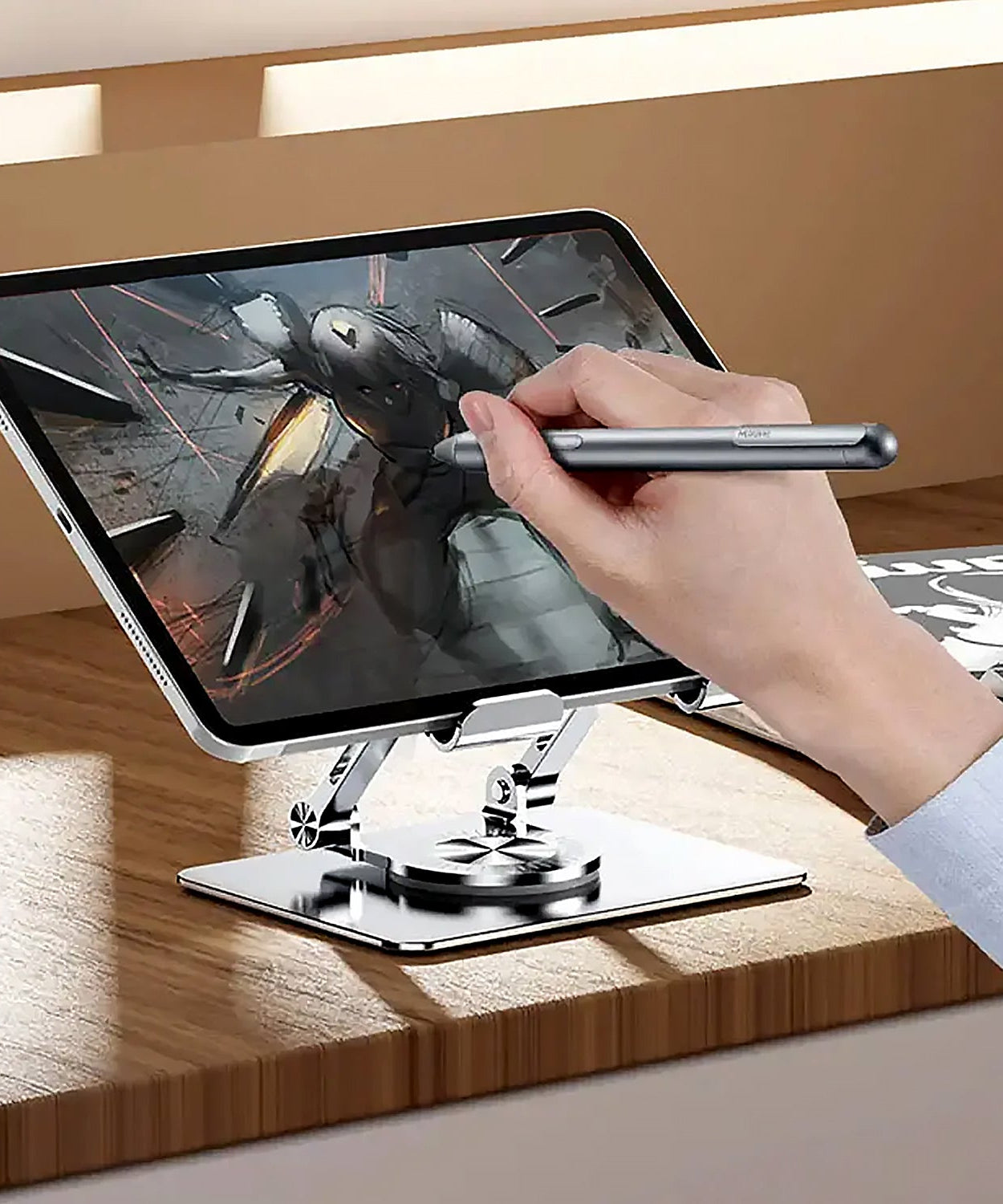 Aluminum Alloy 360°Rotating Bracket, Adjustable Tablet Stand, Portable Foldable Ergonomic Tablet Support