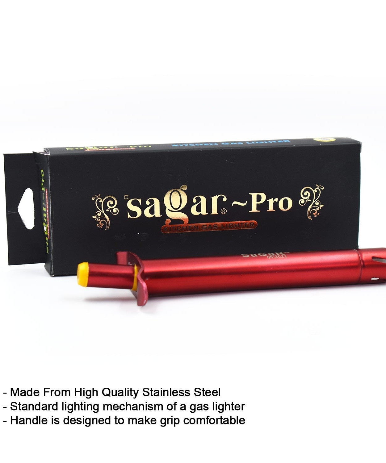 Square-shaped gas lighter ideal for household use.