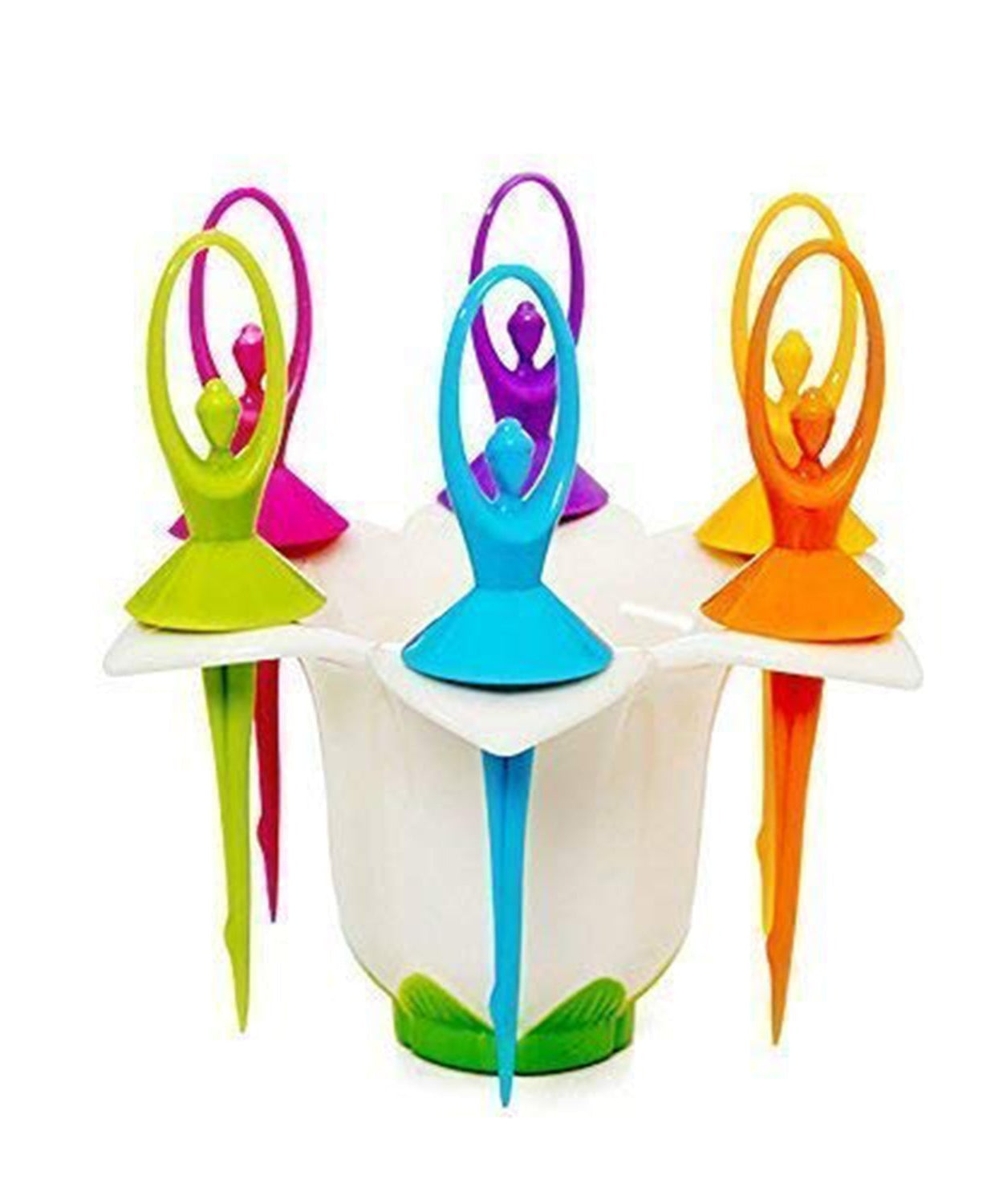 Fruit fork set with a unique dancing doll stand