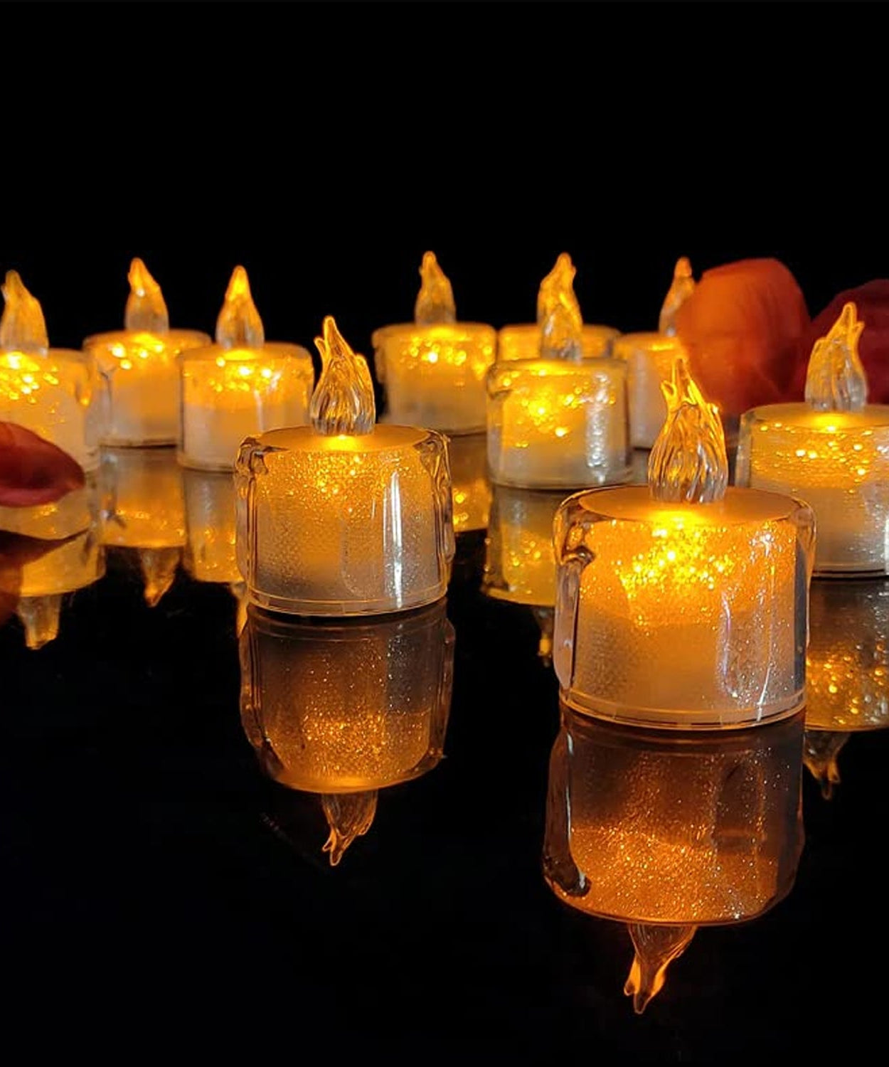 12 Pcs Flameless and Smokeless Decorative Acrylic Candles Transparent Led Tea Light Candle for Gifting, House, Diwali, Christmas, Festival, Events Decor Candles, Diwali