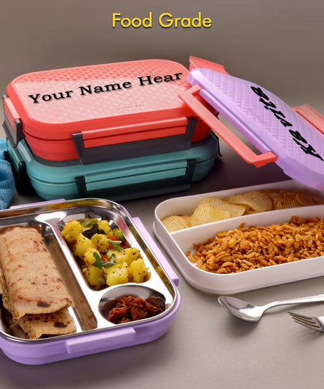 Customized Break Time Lunch Box Steel Plate Multi Compartment Lunch Box Carry To All Type lunch In Lunch Box & Premium Quality Lunch Box ideal For Office , School Kids & Travelling Ideal