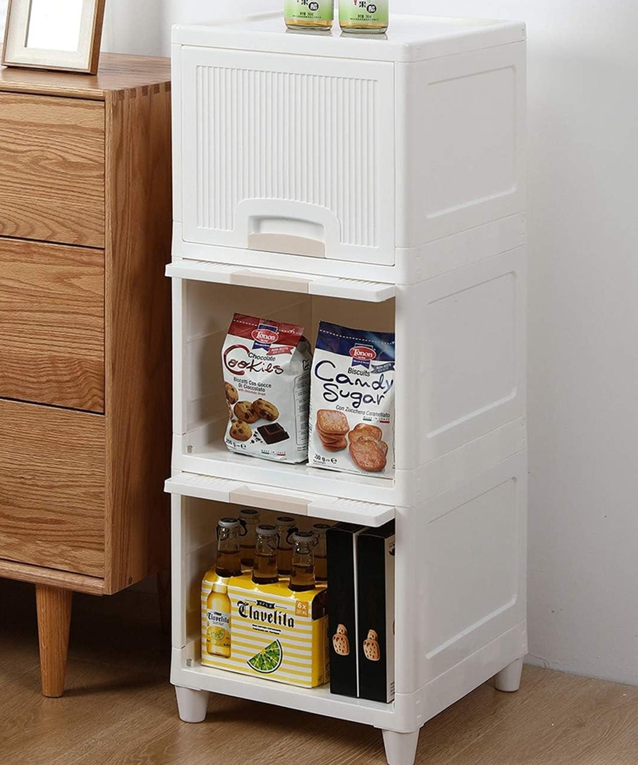 Multipurpose Storage Cabinet, Storage Solutions plastic drawers || Multi Layer Wardrobe Storage Drawers || Foldable Multipurpose Drawer Units For Kitchen, Bathroom, Bedroom, Cloth (3 Layer)