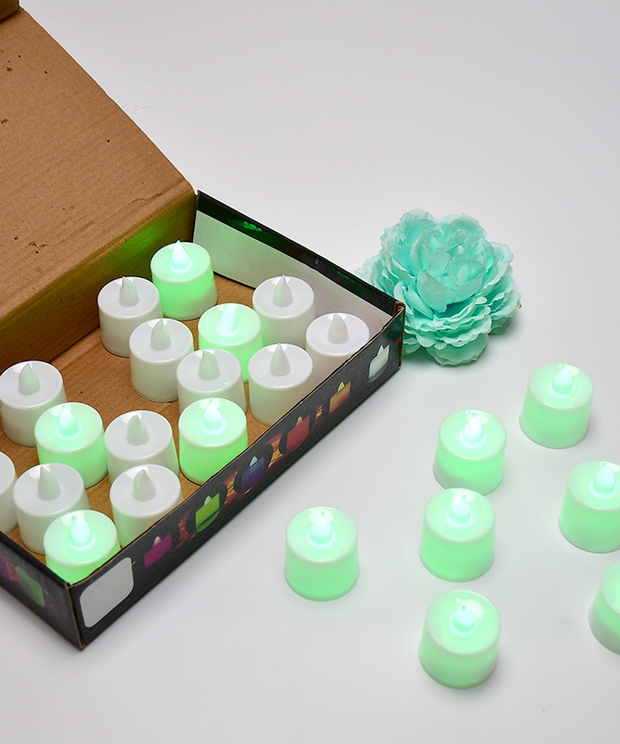 Green LED tealights in pack of 24