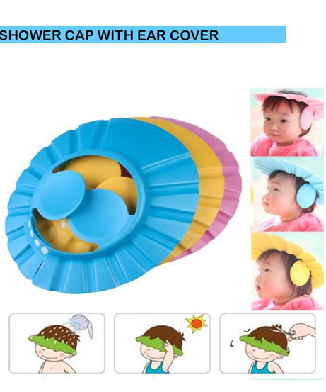 Adjustable shower cap for gentle baby bath time.