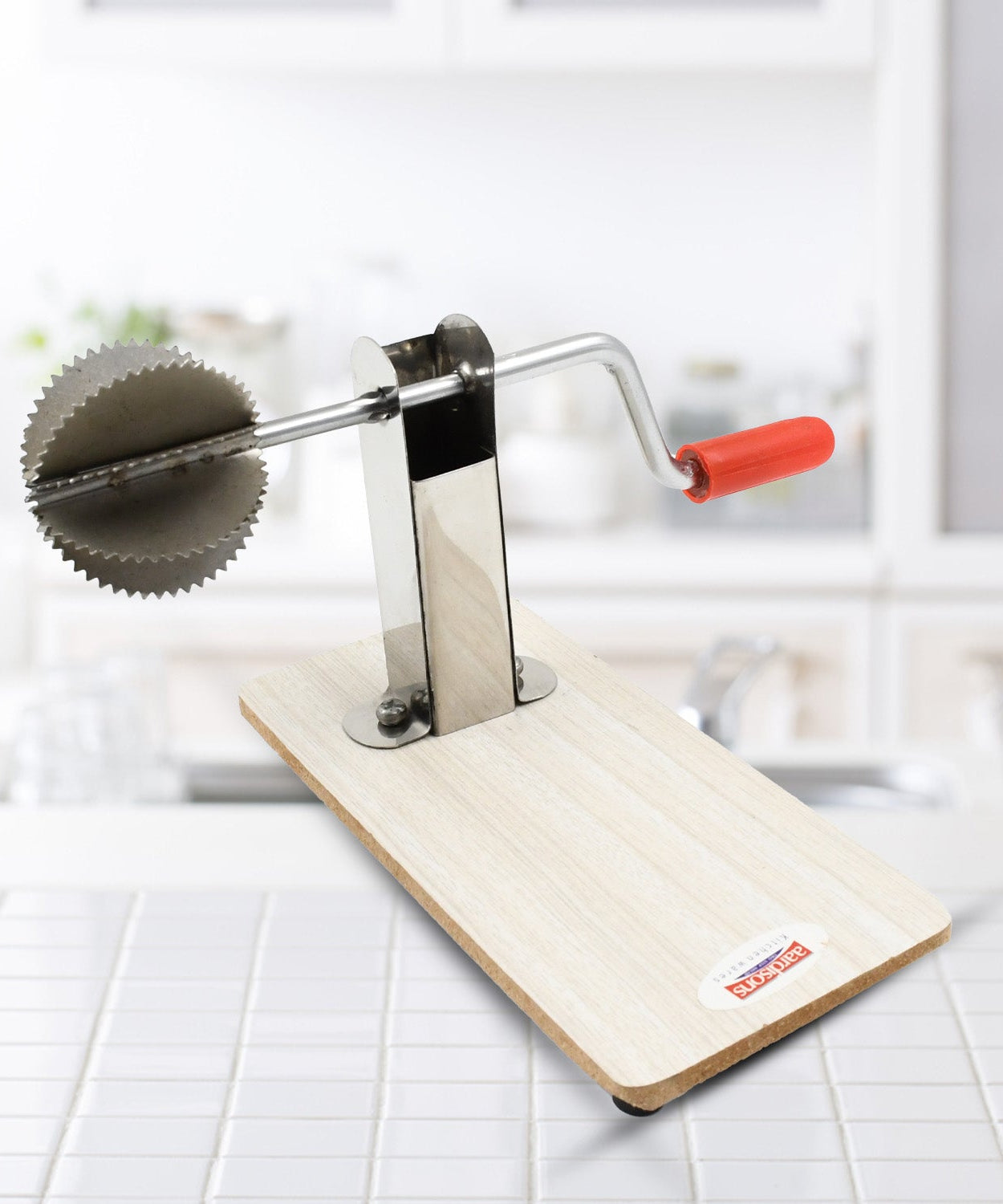 Wooden base coconut scraper 