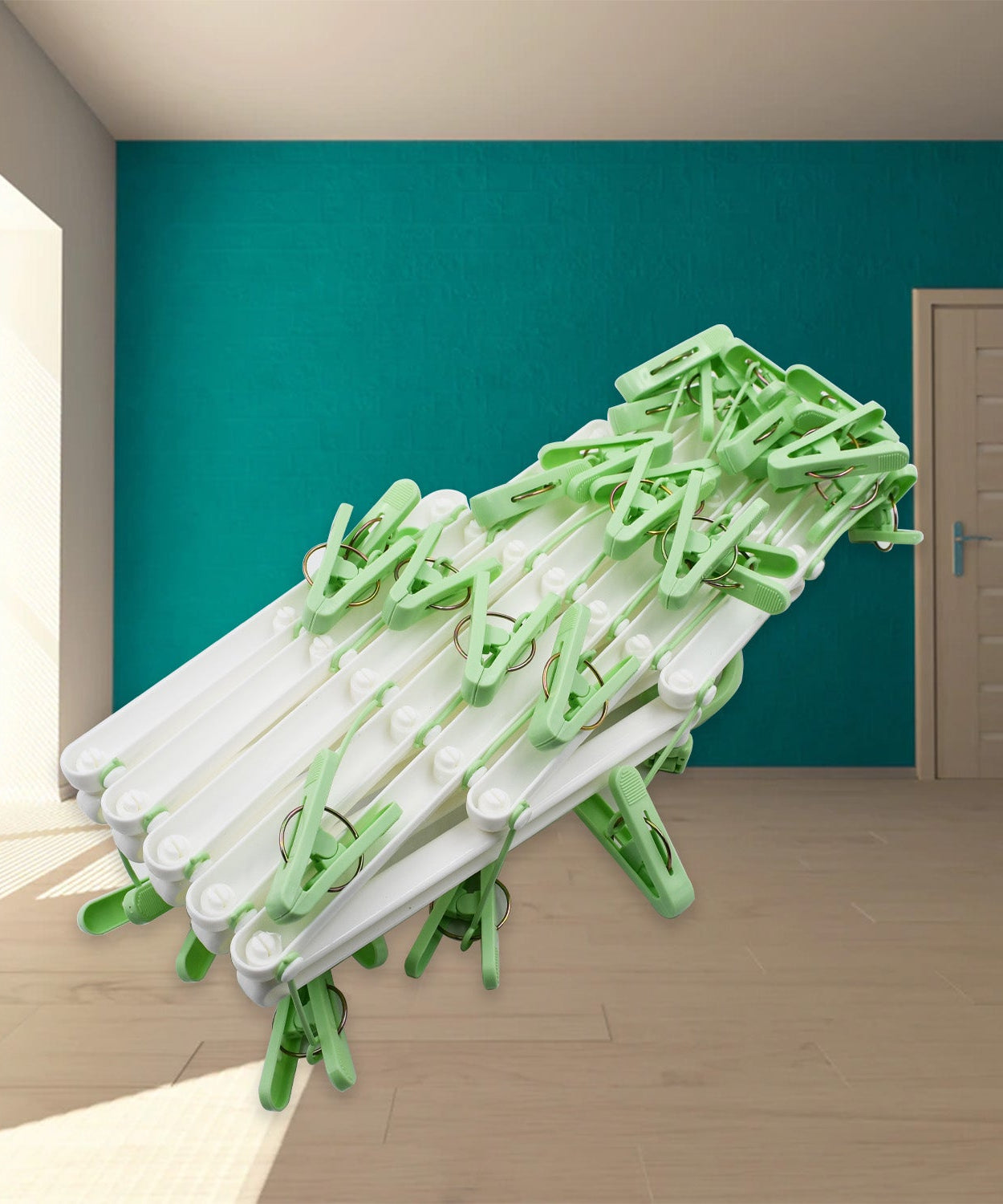 Plastic hanger with multiple clips for drying clothes