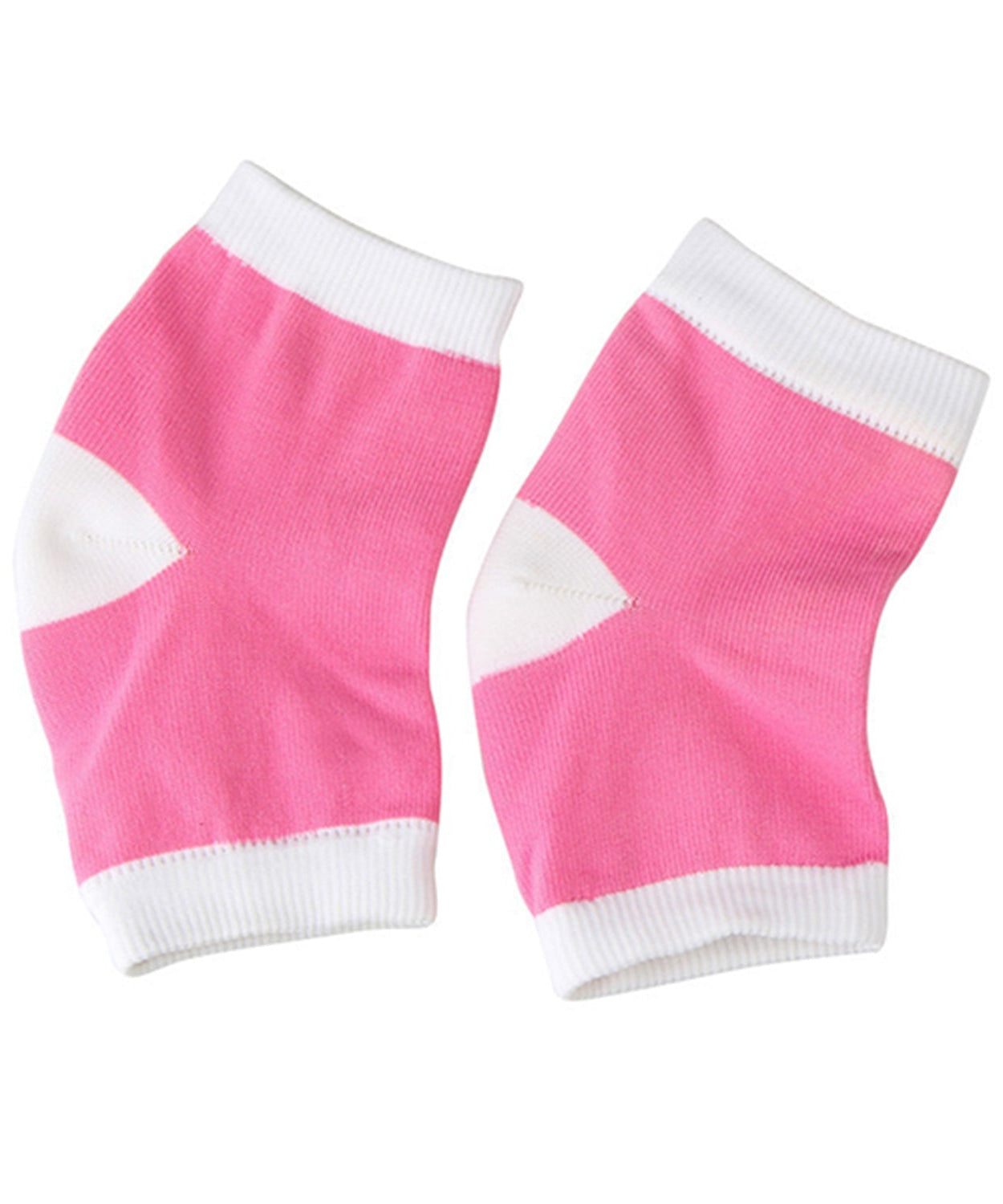 Beige open toe socks for cracked heels, laid flat