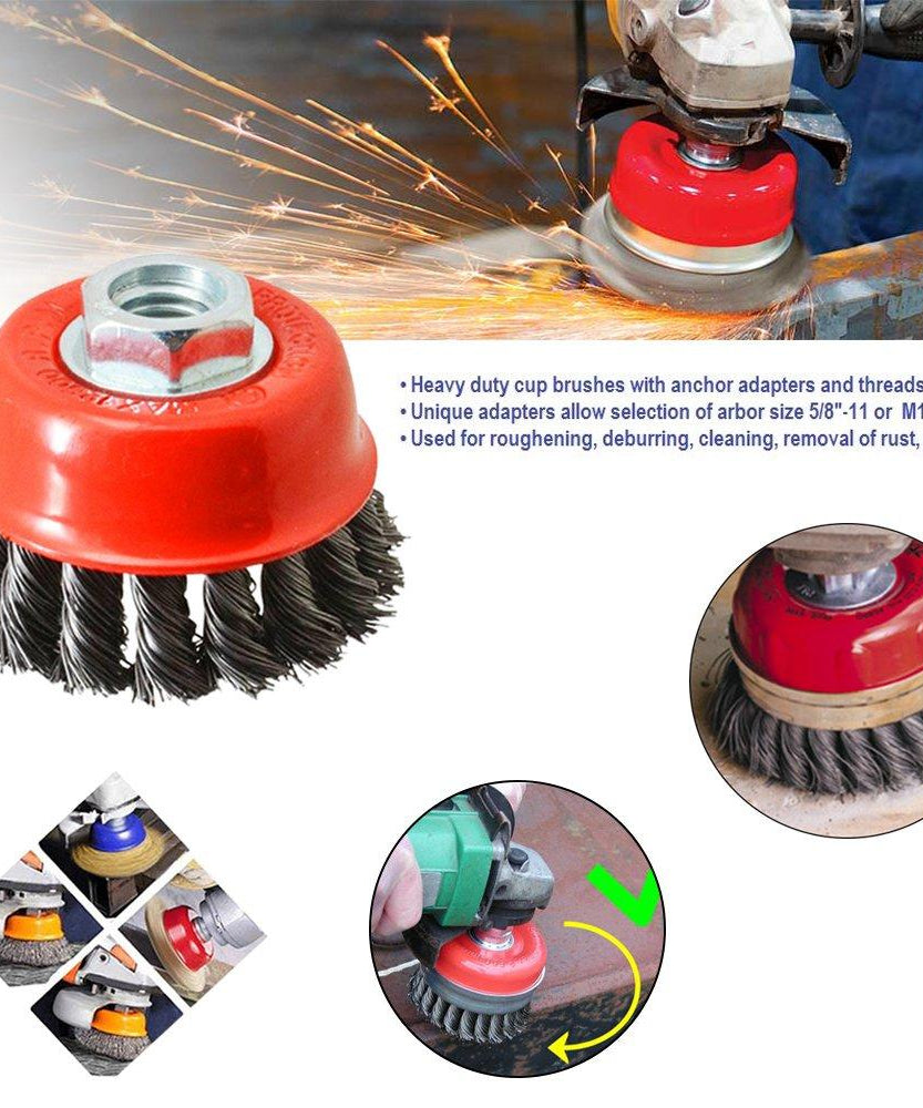 Durable black wire brush for surface preparation.