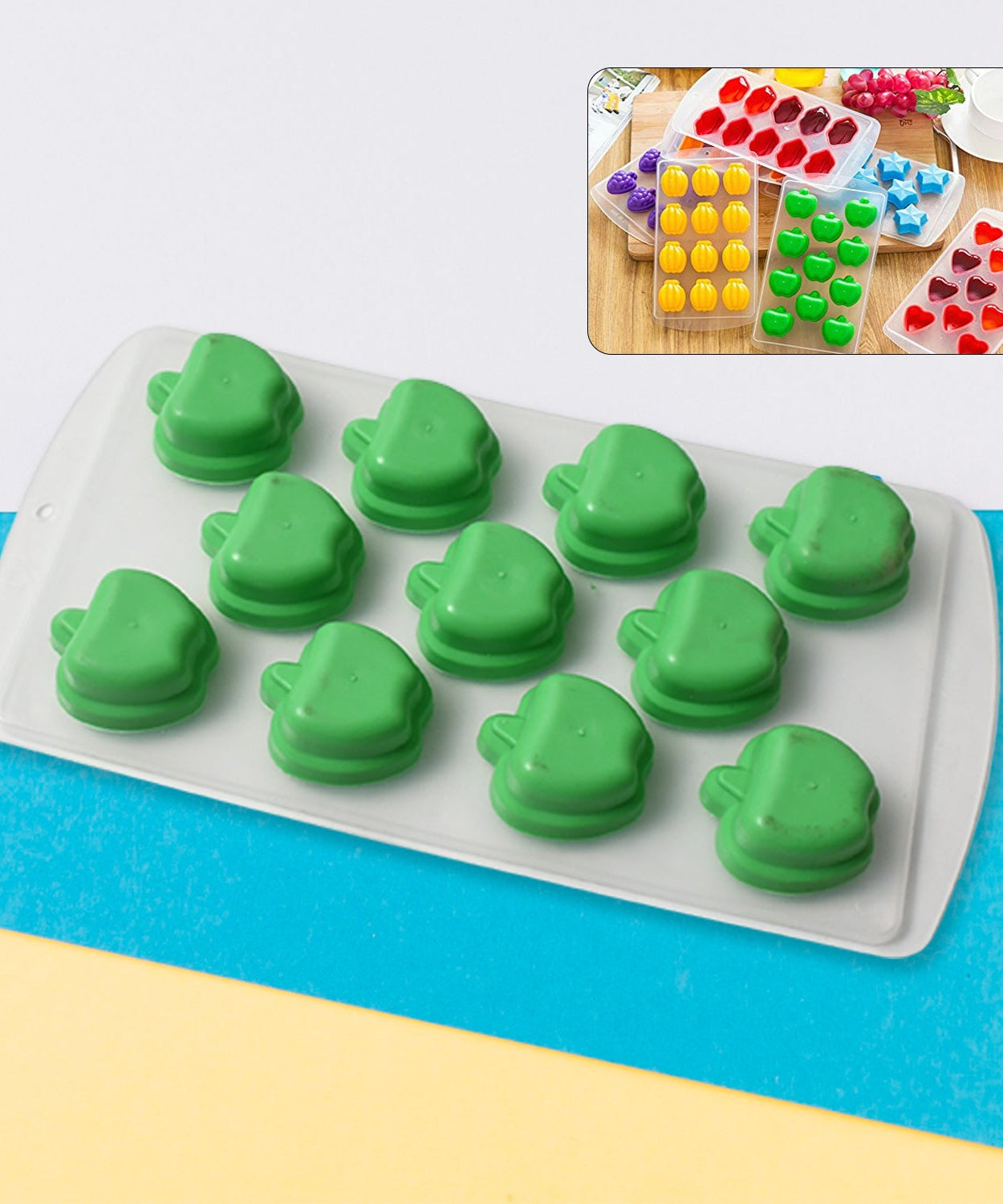 Silicone Mold Ice Cube Tray Creative Sweet Multi Type Ice Tray , Ice Cube Trays Multi Fruit Shape Ice Tray (1 Pc)