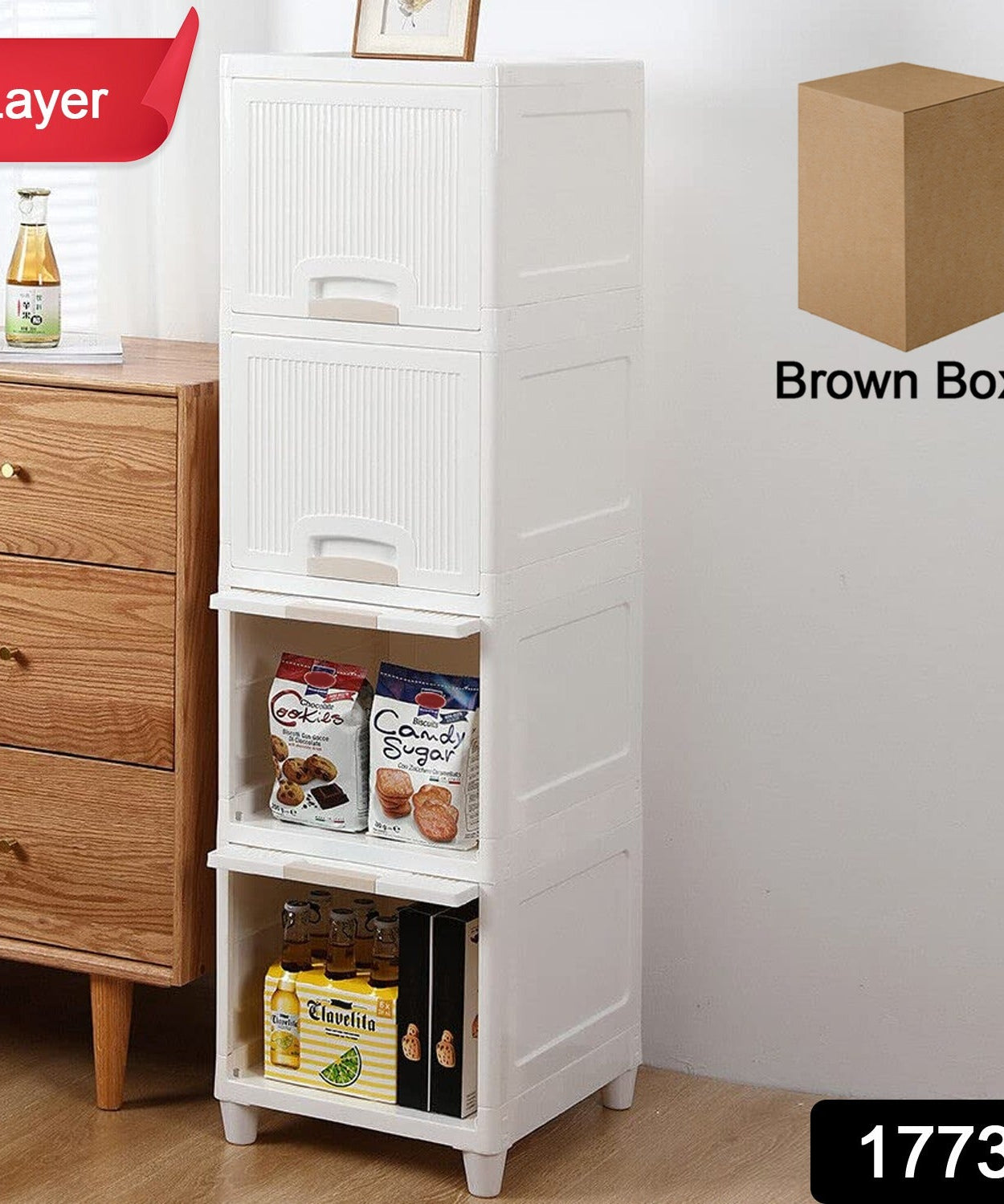 Multipurpose Storage Cabinet, Storage Solutions plastic drawers || Multi Layer Wardrobe Storage Drawers || Foldable Multipurpose Drawer Units For Kitchen, Bathroom, Bedroom, Cloth (4 Layer)