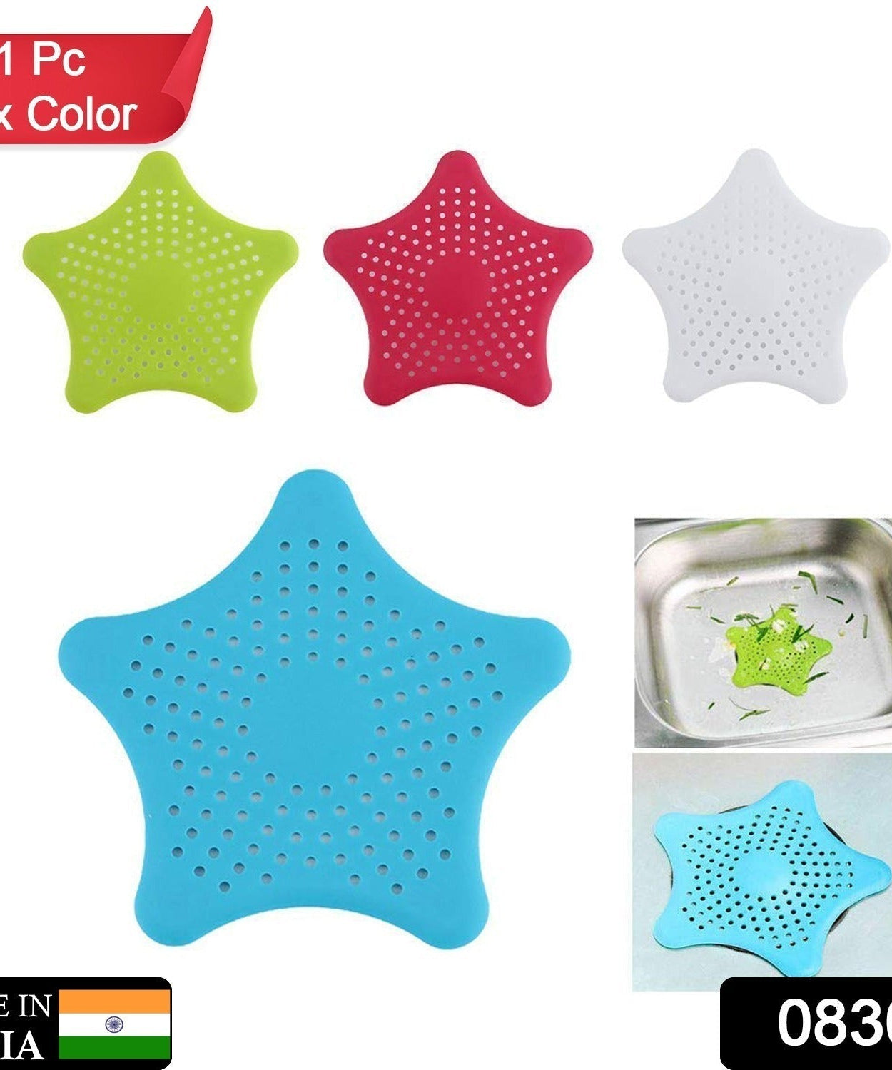 Hair-catching star drain strainer for kitchen or bath