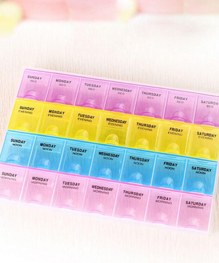 Practical pill box with separate sections for daily medication organization.
