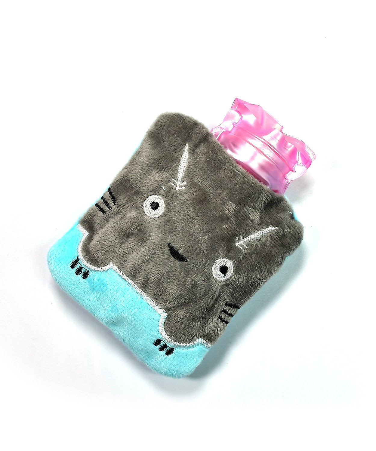 Grey Cat Print Small Hot Water Bag with Cover for Pain Relief