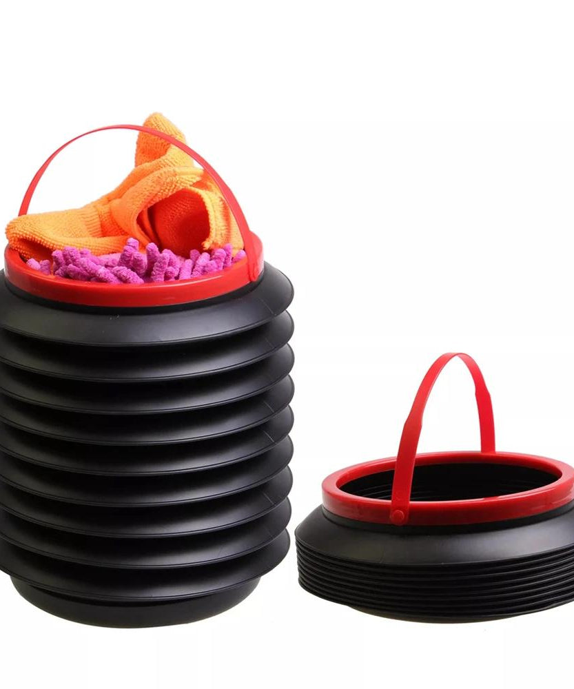 Car trash can organizer, foldable and space-saving.