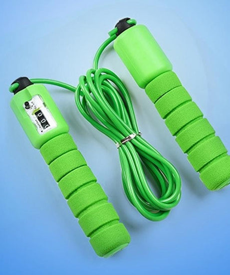 Electronic counting skipping rope for workouts.