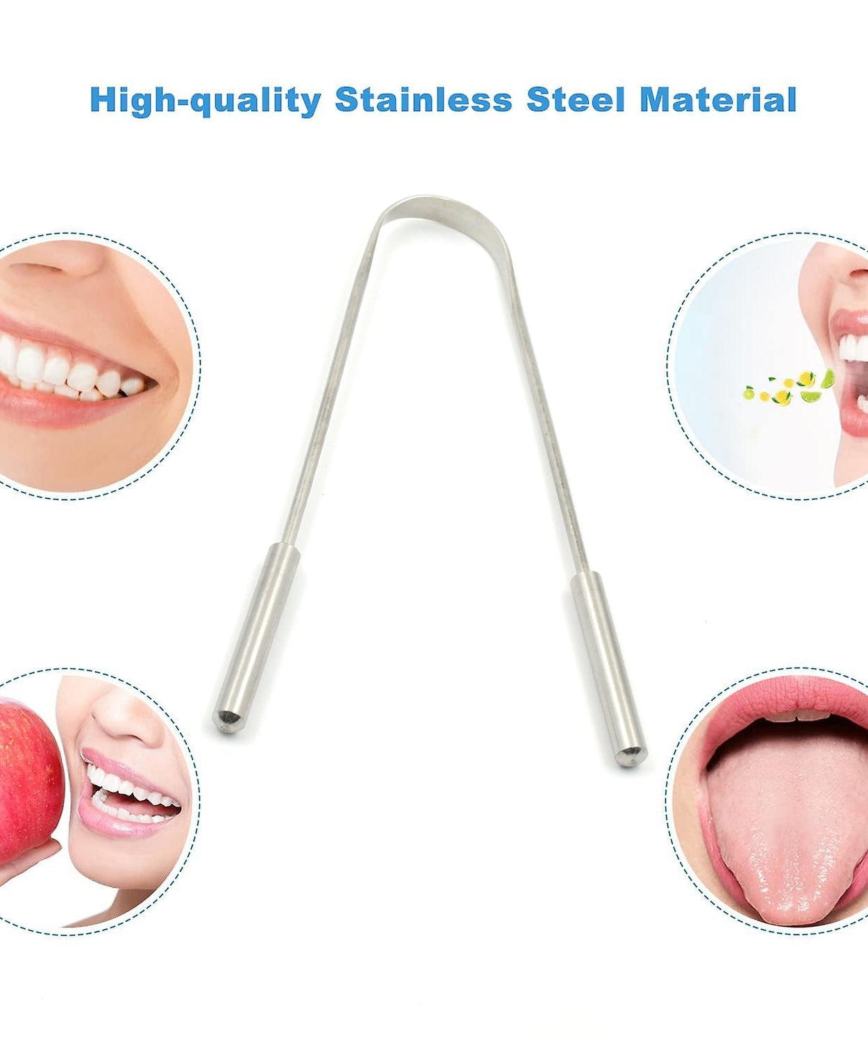 Tongue Cleaner For Kids & Adults | Tongue Scraper For Bad Breath, Maintain Oral Hygiene for Daily Use | for Fresh Breath & Bacteria Removal | Improved Taste (Steel, Copper, Tongue Cleaner / 1 Pc)