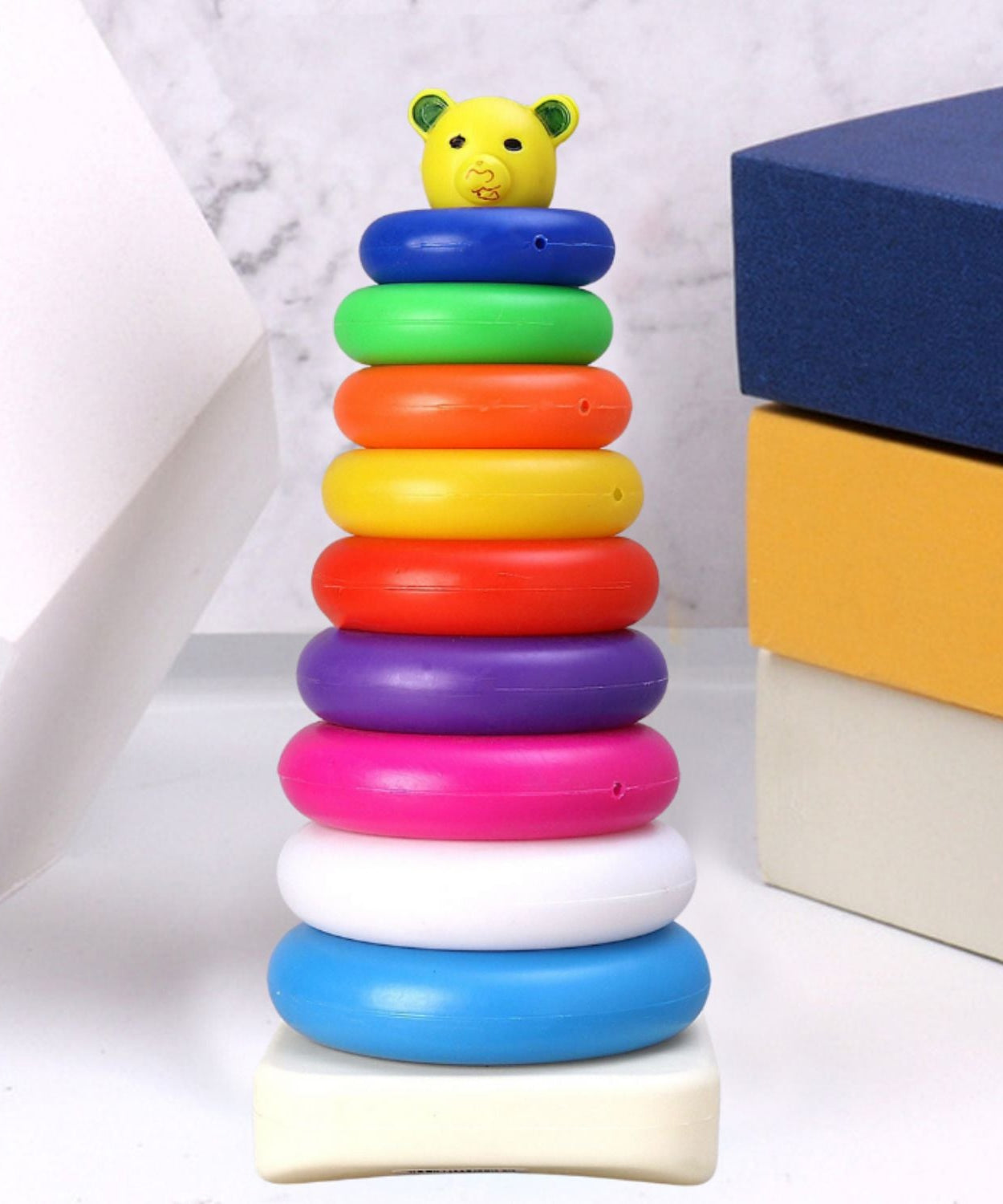 Set of 9 plastic teddy bear stacking rings