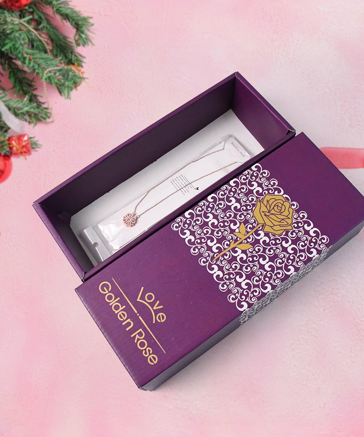 Golden Rose & Necklace Set Perfect Gift Set