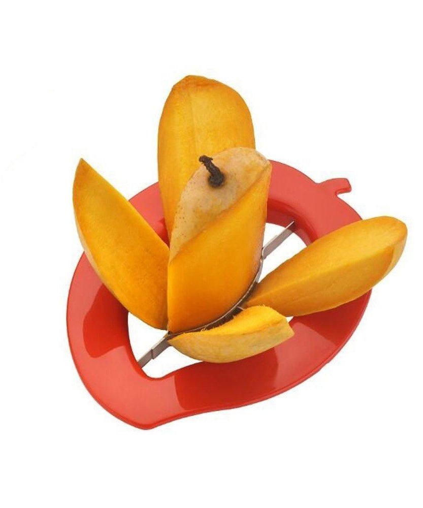 Mango cutter and slicer for effortless preparation of even slices.
