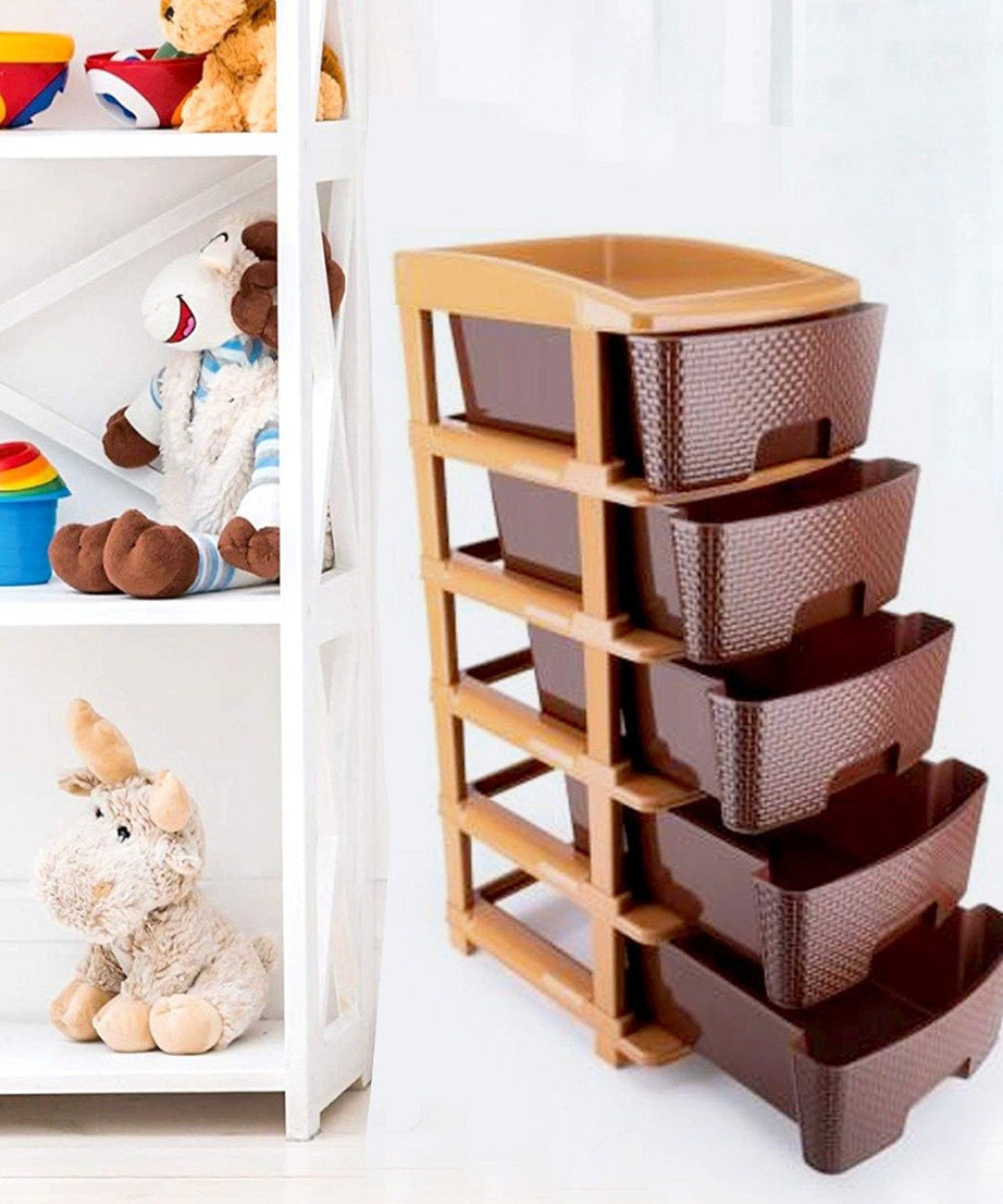 Plastic drawer unit 5-tier brown
