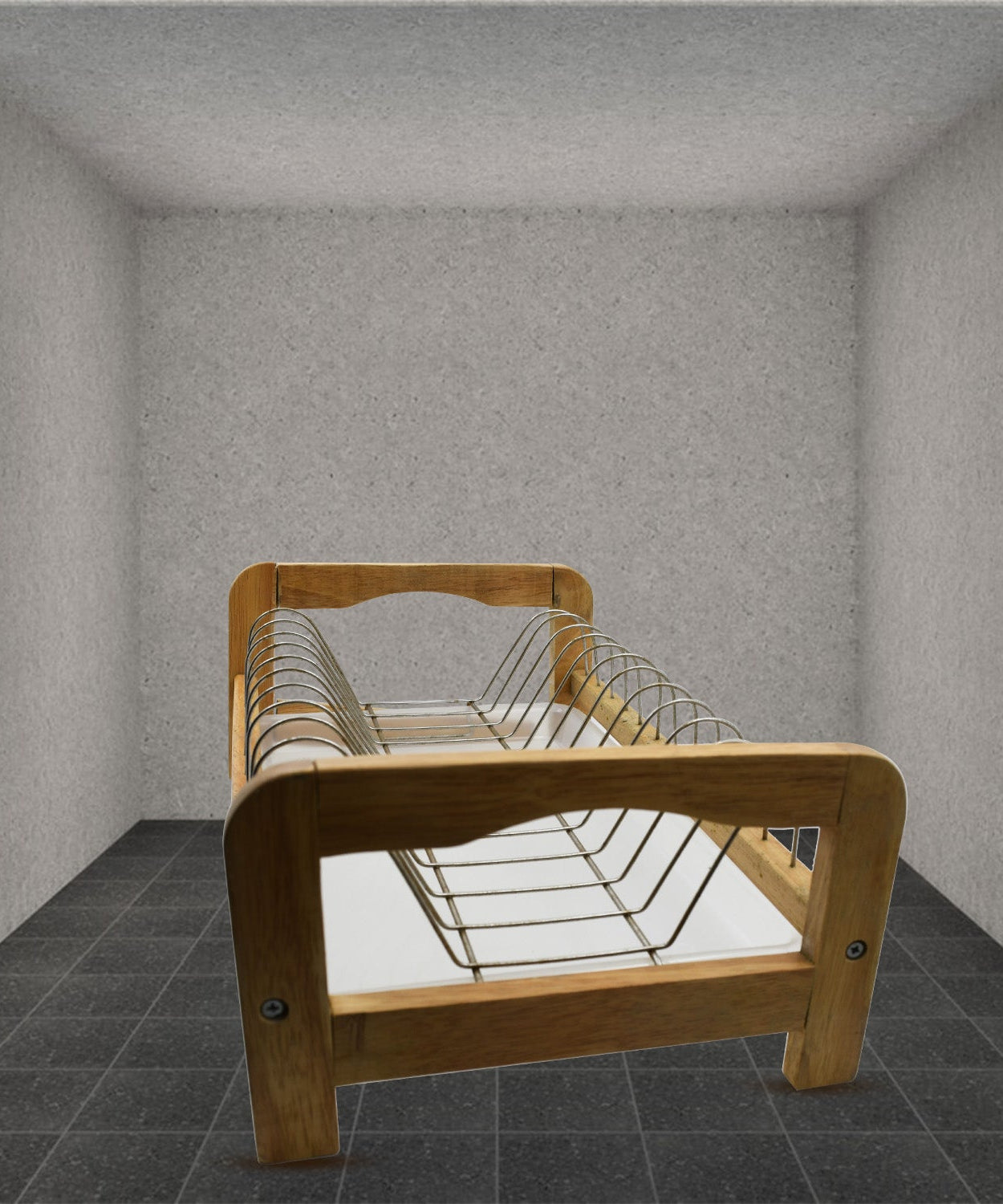 Stainless steel cutlery rack with drainage tray