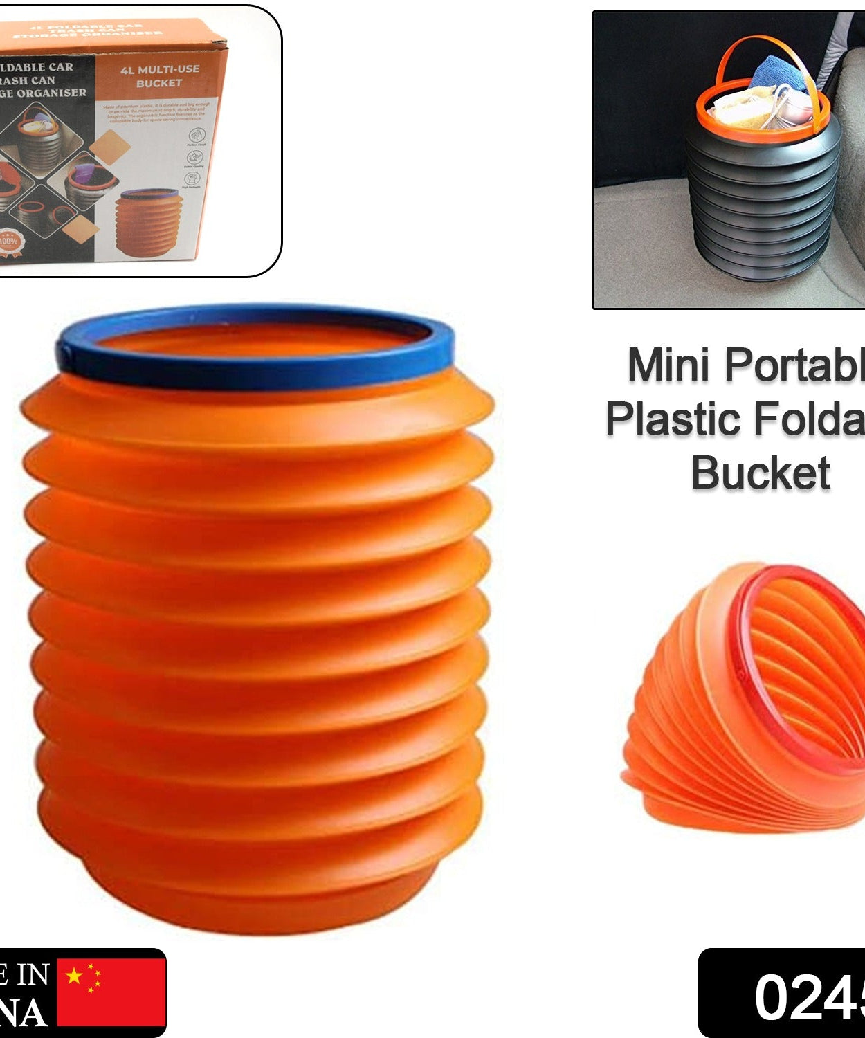 Foldable Storage Bucket , Water Container & Dustbin Multiuse Bucket For Home , Car & Kitchen Use Bucket