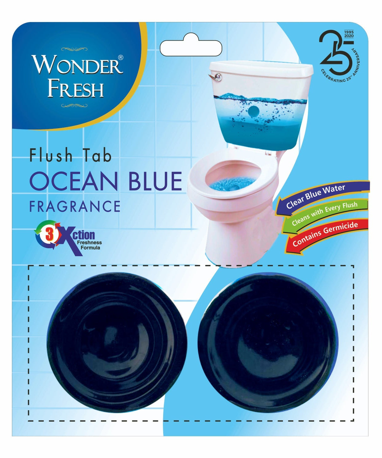 Ocean blue toilet cleaner flush tab, 100 grams