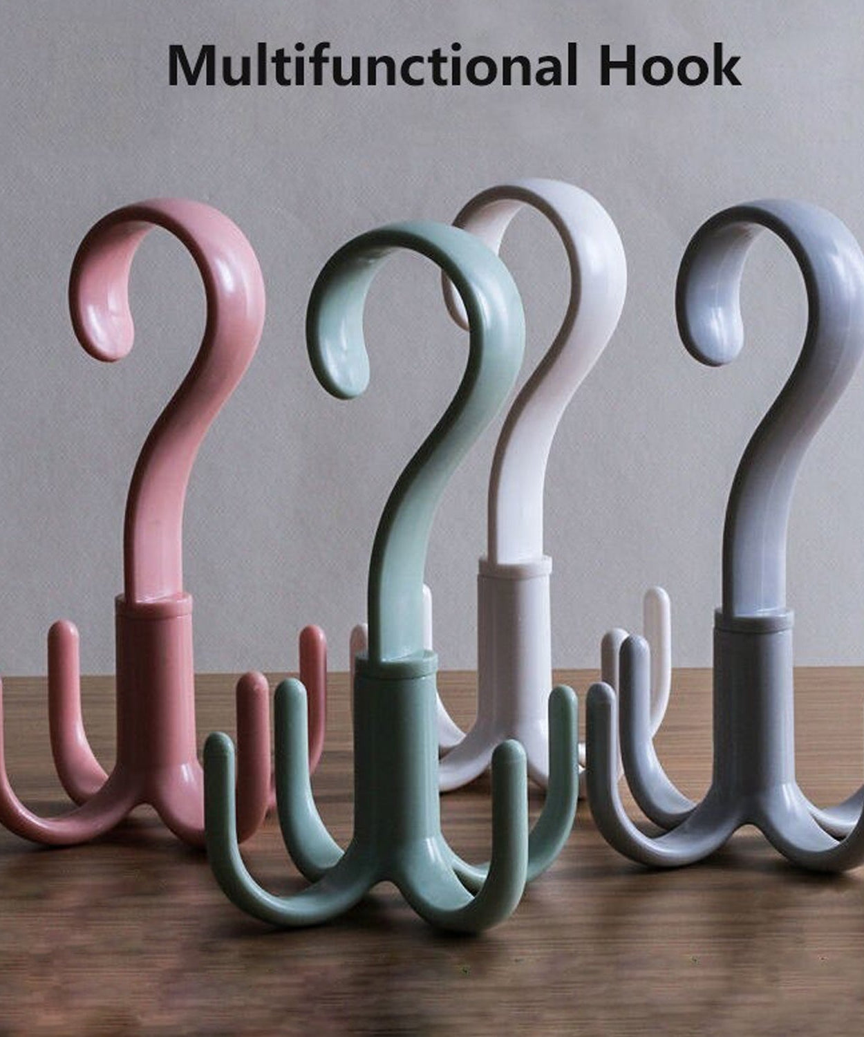 Purse rack with 4 claws and 360-degree rotation.