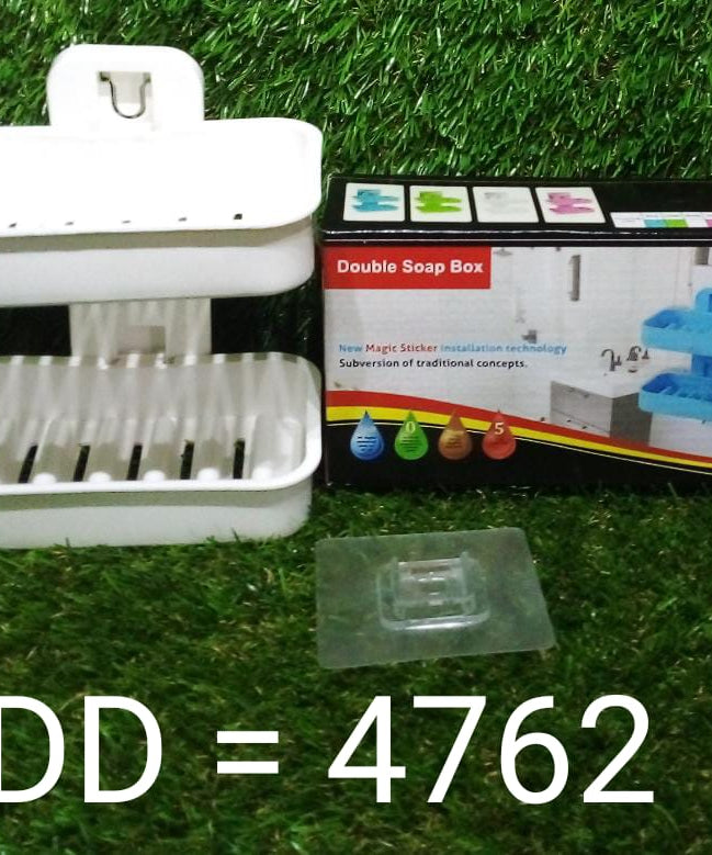 Plastic soap holder with a vacuum dispenser and double layer construction for durability