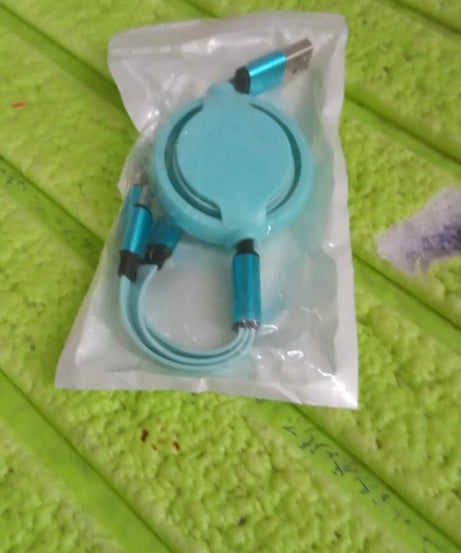 3 in 1 Retractable Charger Charging Cable (1 Pc / Mix Color)